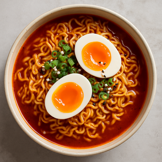 Halal Spicy Korean Ramen with Gochujang & Soft-Boiled Eggs