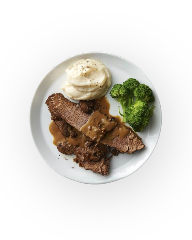 Southern Style Brisket with Mashed Potatoes and Greens