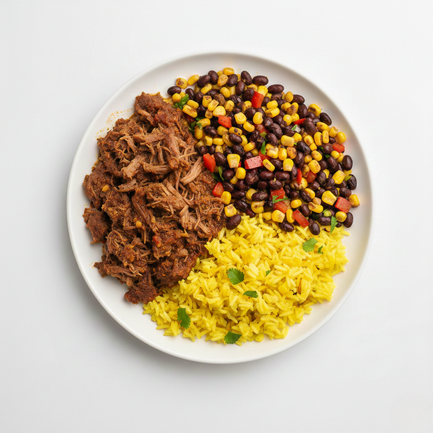 Beef Barbacoa Bowl with Roasted Corn, and Black Beans
