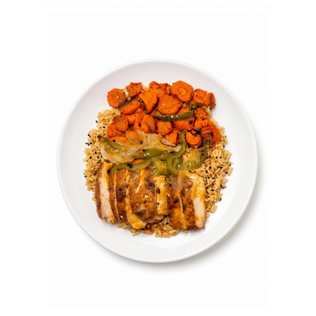 Korean Ginger Chicken Bowl with Caramelized Veggies