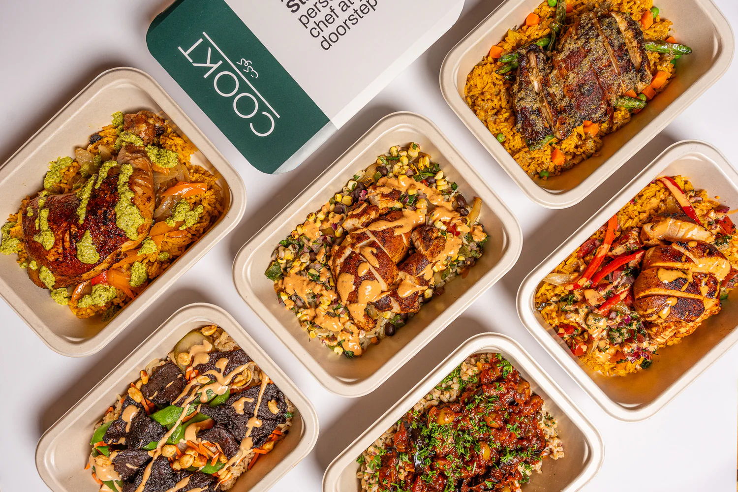 Delicious chef-prepared meal kits in containers